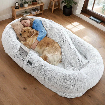 Human Dog Bed – Oversized Faux Fur Bed for People & Pets