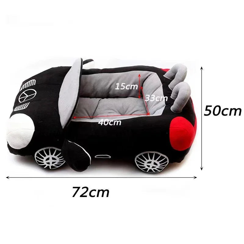Car-Shaped Luxury Pet Bed – Warm Sofa Nest for Dogs & Cats with Cushion Mat