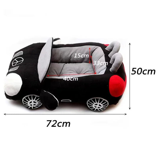 Car-Shaped Luxury Pet Bed – Warm Sofa Nest for Dogs & Cats with Cushion Mat