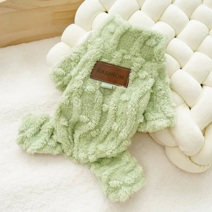 Cozy Fleece Dog Pajamas – Autumn & Winter Jumpsuit for Small Dogs