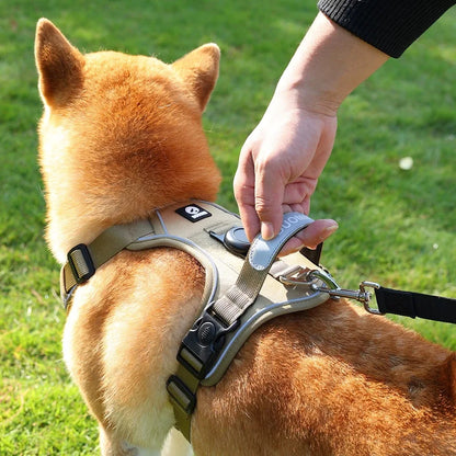 Tactical Dog Harness with AirTag Holder – No Pull, Reflective, Heavy Duty Vest
