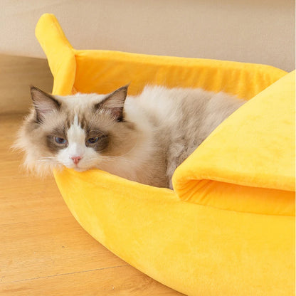 Cozy Banana Bed for Cats & Small Dogs – Soft, Cute & Comfy!