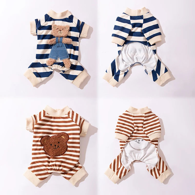 Cozy Cotton Dog Pajamas – Warm Winter Overalls for Small Dogs