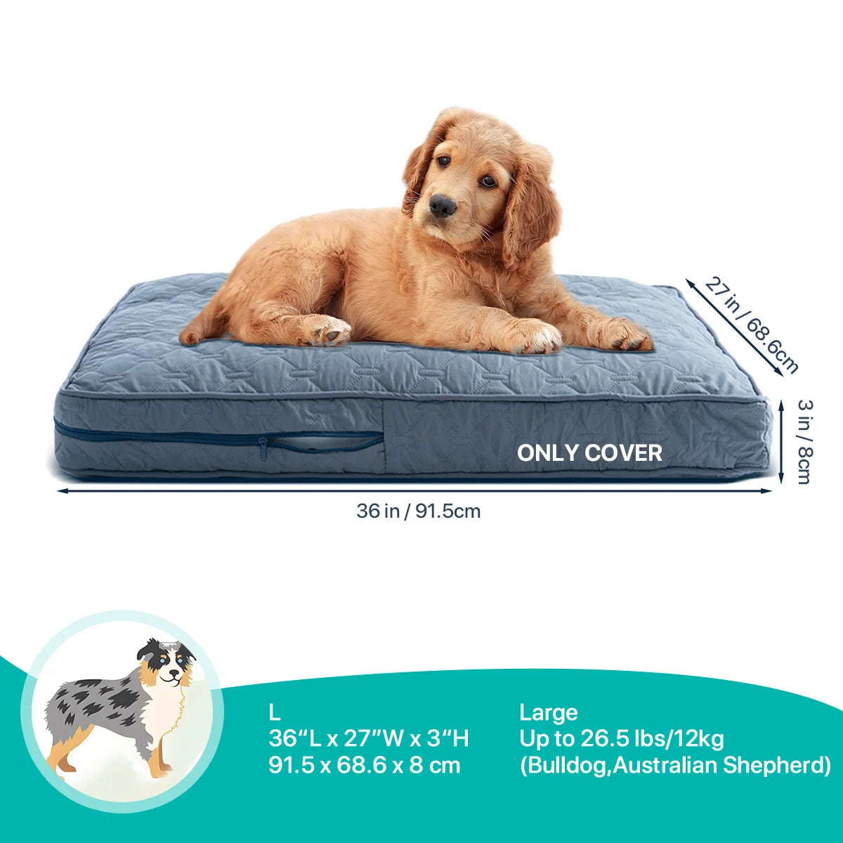 Orthopedic Dog Bed Cover – Washable & Quilted