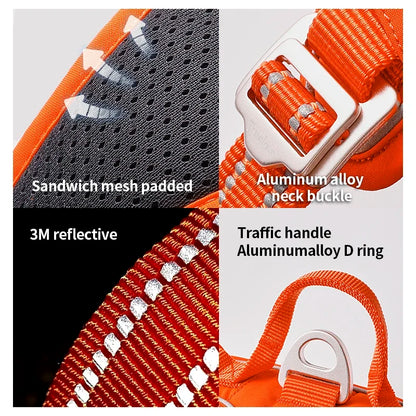 High Visibility Orange Dog Harness - 3M Reflective Safety Vest
