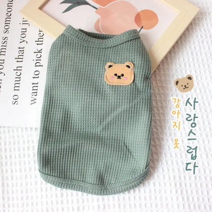 Green Bear Vest Dog T-Shirt - Breathable Summer Pet Clothing
