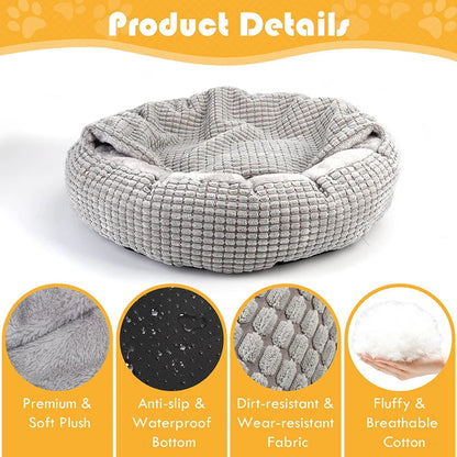 Cozy Hooded Donut Dog Bed – Orthopedic & Calming